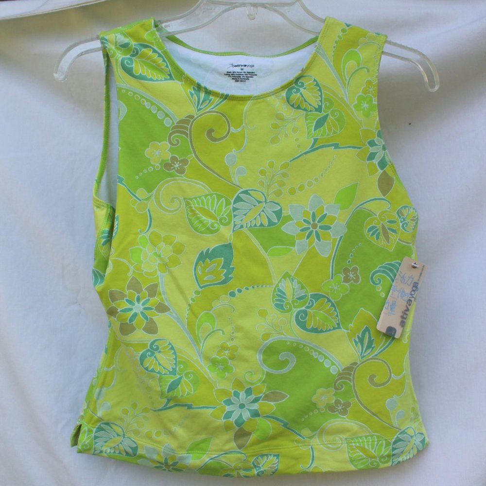 2 Women's Ativa Yoga Tanks Lime Green/Corals Sz M - Picture 6 of 9